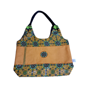 Signature Orange Floral Leso Tote Bag with Orange Flower Center
