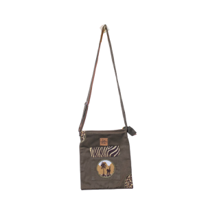 Signature Safari Unisex Jungle Green Canvas Sling Bags with Antelope Print