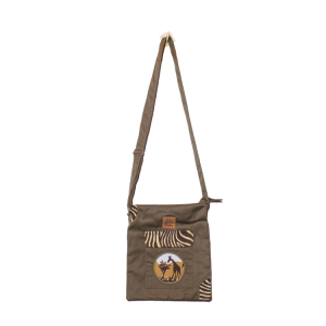 Signature Safari Unisex Jungle Green Canvas Sling Bags with Giraffe Print