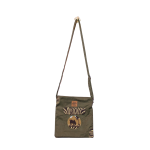 Signature Safari Unisex Jungle Green Canvas Sling Bags with Rhino Print
