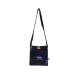 Signature Safari Unisex Black Canvas Sling Bags with Rhino