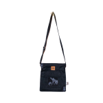 Signature Safari Unisex Black Canvas Sling Bags with Giraffe