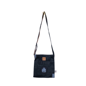 Signature Safari Unisex Black Canvas Sling Bags with Hut