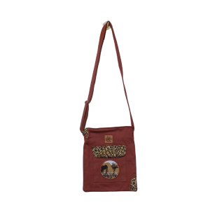 Signature Safari Unisex Brown Canvas Sling Bags with Zebra Silhouette