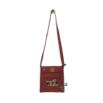 Signature Safari Unisex Brown Canvas Sling Bags with Giraffe and Zebra Silhouette