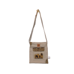 Signature Safari Unisex Light Green Canvas Sling Bags with Antelope and Zebra Silhouette