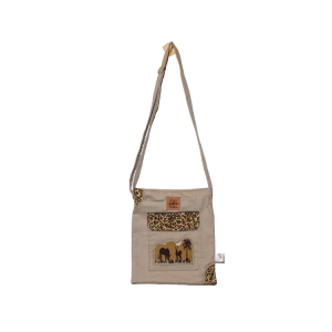 Signature Safari Unisex Light Green Canvas Sling Bags with Antelope and Zebra Silhouette