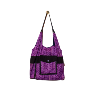 Signature Purple Floral Ankara Tote Bag with Pocket Flap
