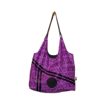 Signature Purple Floral Ankara Tote Bag with Double Diagonal and Circular Design