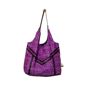 Signature Purple Floral Ankara Tote Bag with An "M" Design