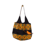 Signature Orange Floral Leso Tote Bag with Black Patch Works
