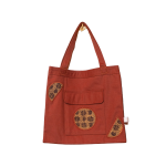 Signature Brown Canvas Cotton Tote Bags with Light Brown Circular African Print