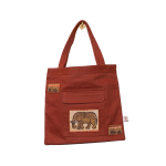 Signature Brown Canvas Cotton Tote Bags with Brown Elephant