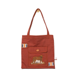 Signature Brown Canvas Cotton Tote Bags with cheetah