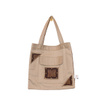 Signature Light Green Canvas Cotton Tote Bags with Dark Brown Square African Print