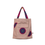 Signature Light Pink Canvas Cotton Tote Bags with Blue and Pink Leso with leso strap