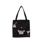 Signature Black Canvas Cotton Tote Bags with Zebra