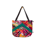 Signature Zebra Ankara Tote Bags with Single Green Inverted V Strip