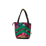 Signature Zebra Ankara Tote Bags with Double Green Inverted V Strip