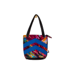 Signature Zebra Ankara Tote Bags with Double Blue Inverted V Strip
