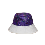 Signature Safari White Canvas Bucket Hat Two Sided with Plain and Purple Floral Leso Print