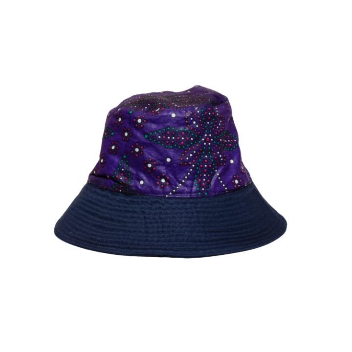 Signature Safari Navy Blue Bucket Hat Two Sided with Purple Leso