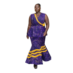 Ladies Ankara print Mermaid Gown with peplum waist and chiffon detail