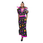 Ladies Ankara print cropped jacket with standing collar and matching palazzo pants