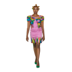 Ladies Ooh Organza Cropped Ankara Bolero Jacket and Organza strappy dress with HAND-MADE Ankara applique