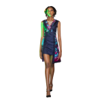 Ladies Ooh Organza Front Criss Cross dress with Ankara print and feather detail on hem line