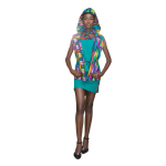 Laides 3 Piece Signature Safari Ankara Multi-colored jacket with hoodie, Chiffon halter neck top and chiffon skirt